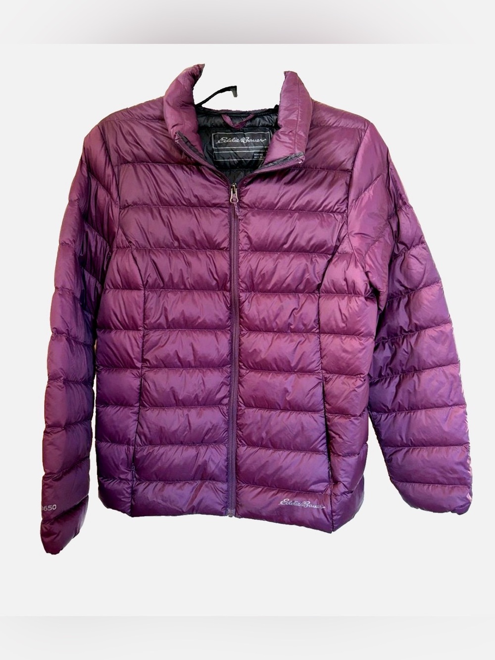 Eddie Bauer 650 Down Puffer Jacket Women Medium Purple Packable Lightweight
